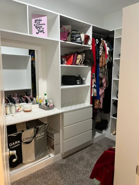 After cleaning: Neatly arranged and organized closet